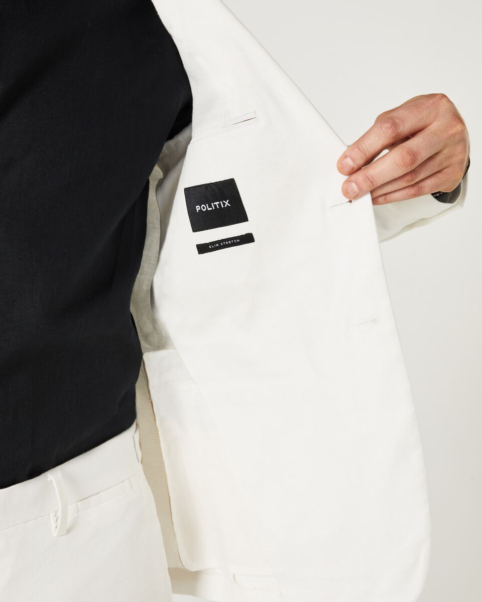 Relaxed Slim Linen Blend Soft Tailored Jacket, Ivory, hi-res